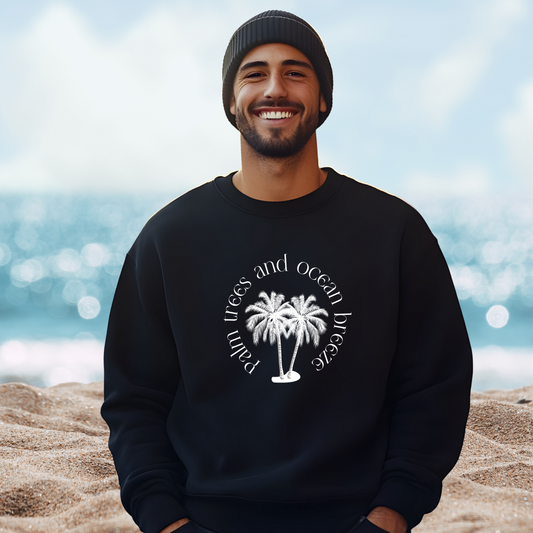 Palm Trees And Ocean Breeze Crewneck Sweatshirt