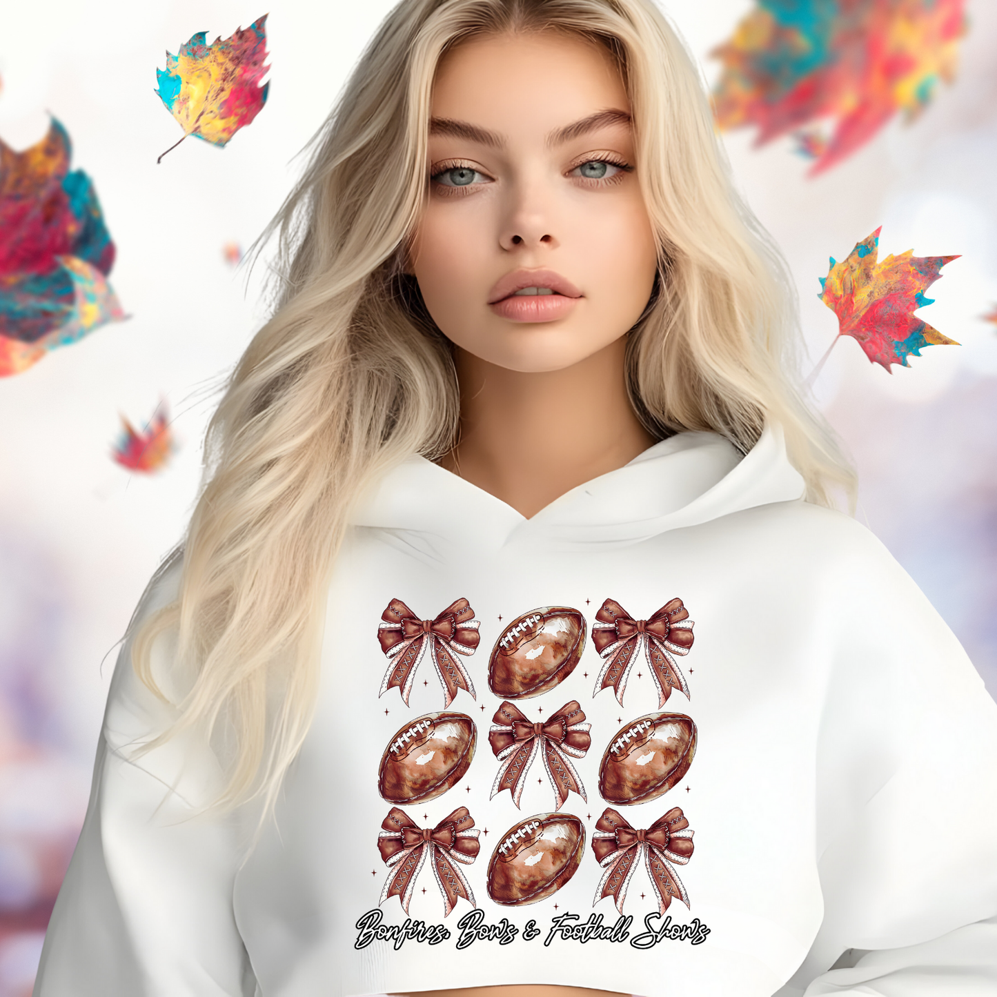 Bonfires, Bows, & Football Shows Crop Hoodie