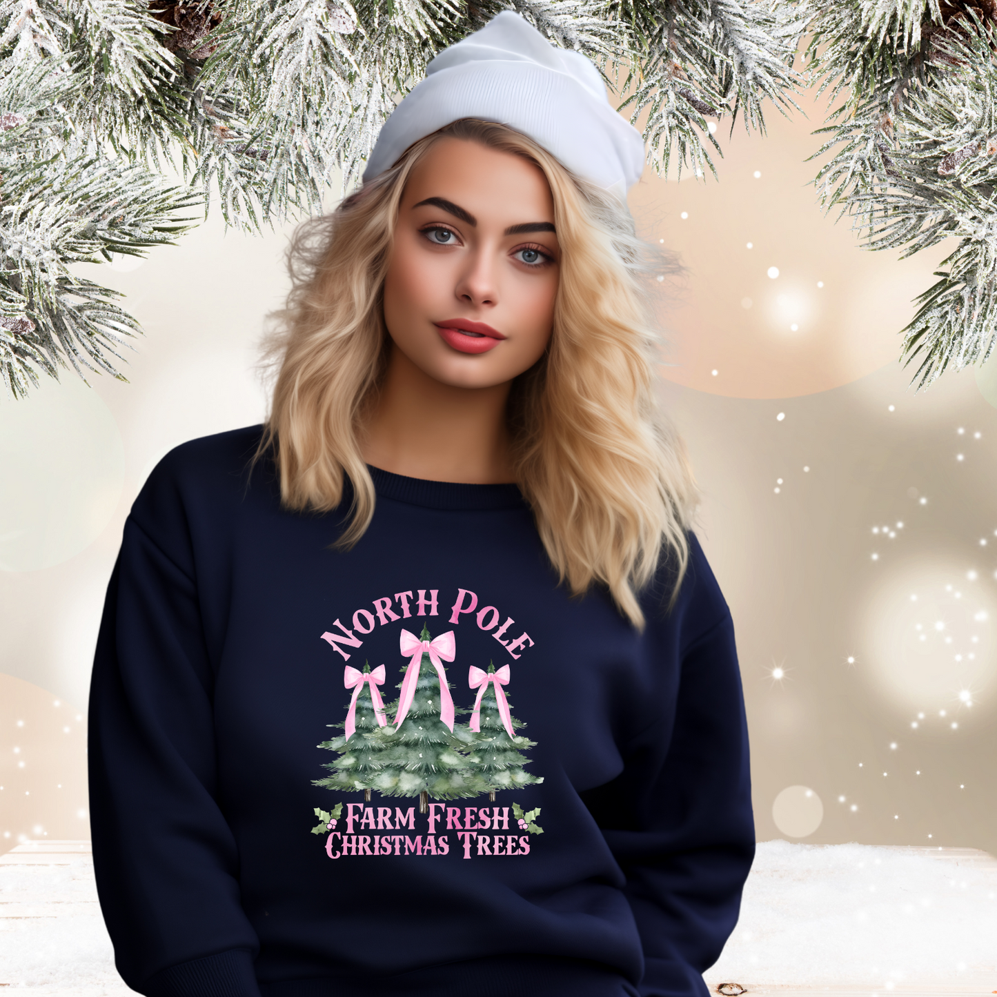 North Pole Christmas Trees Crewneck Sweatshirt