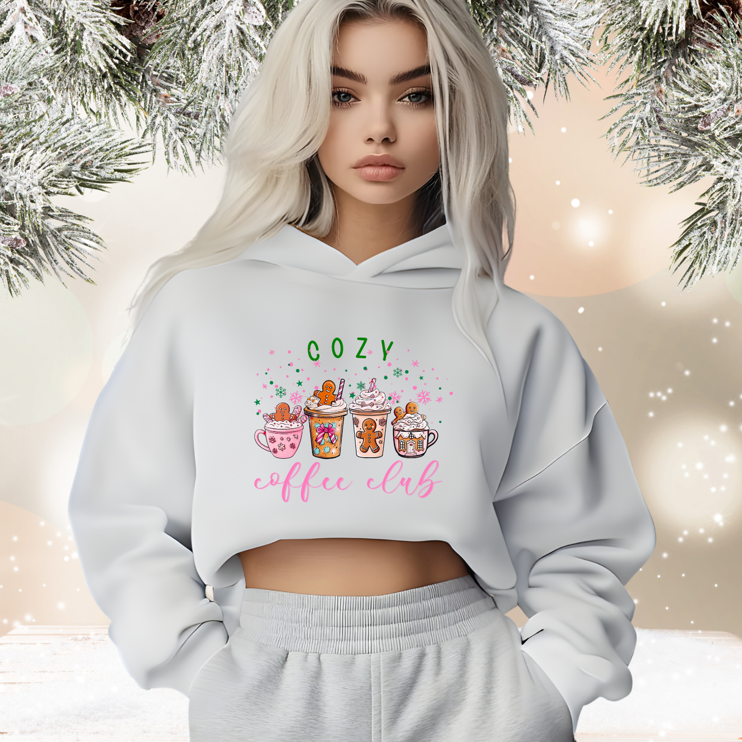 Cozy Coffee Club Crop Hoodie