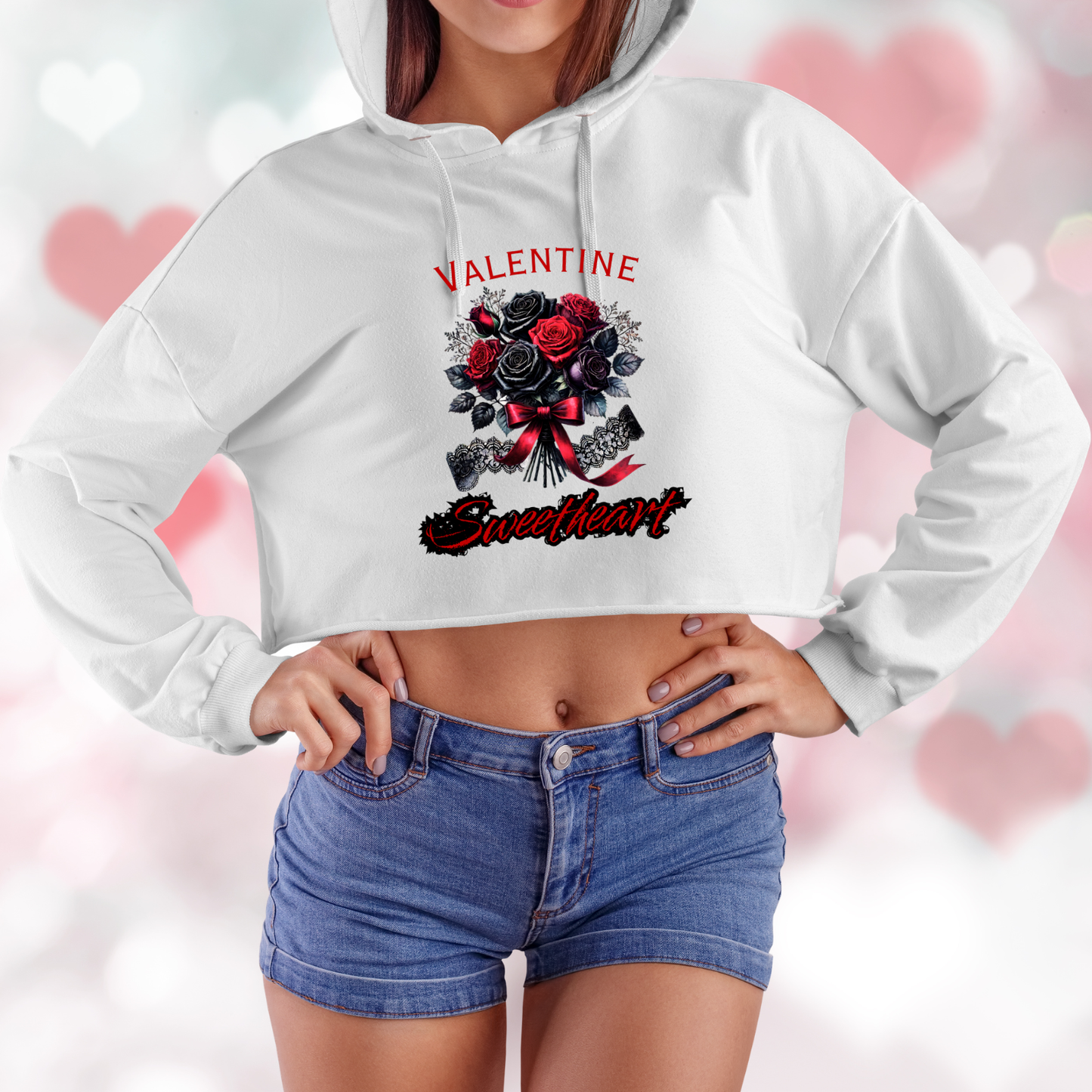 Valentine Sweetheart Crop Hoodie
