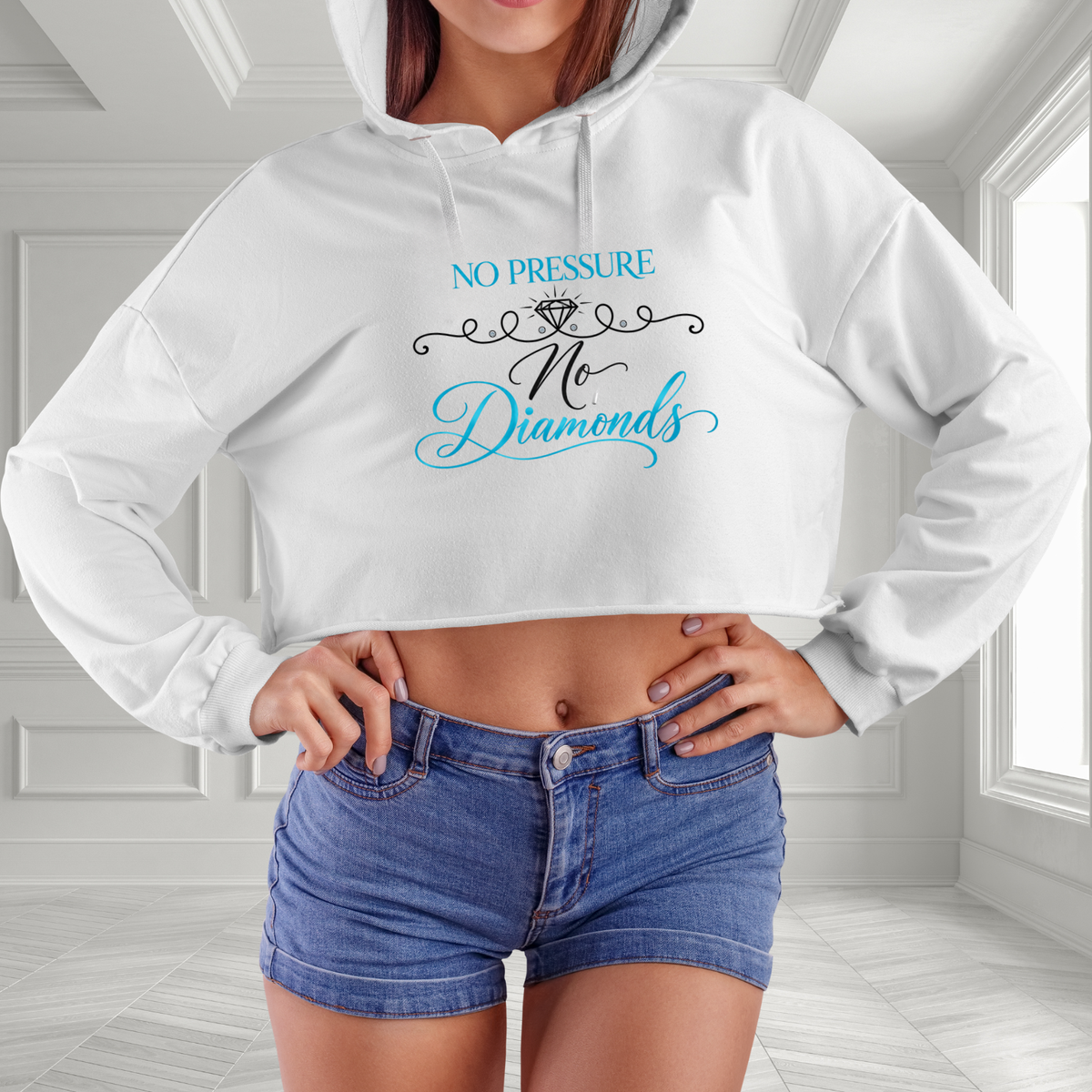 No Pressure No Diamonds Crop Hoodie