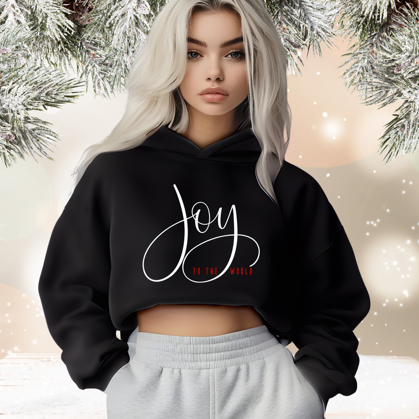 Joy To The World Crop Hoodie
