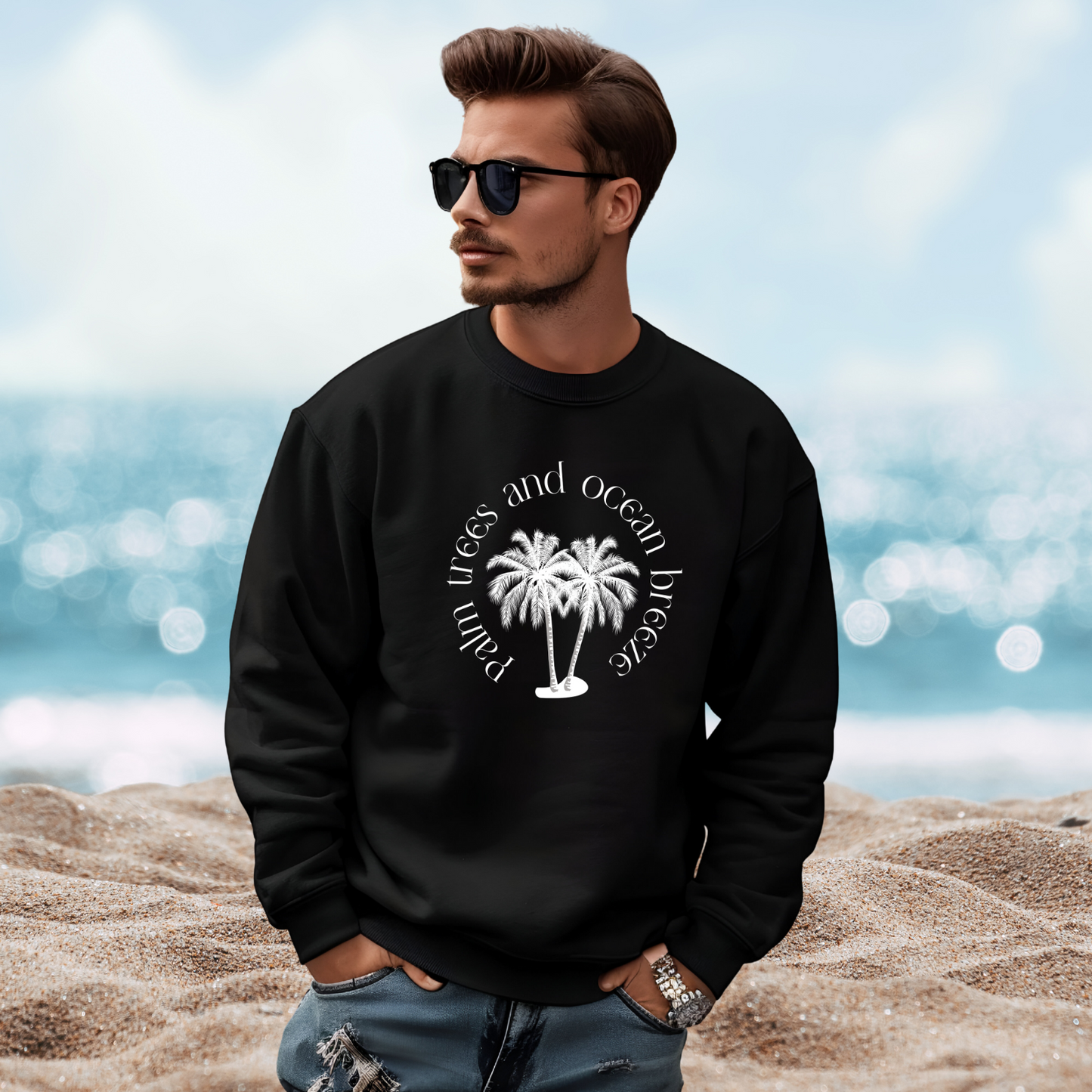 Palm Trees And Ocean Breeze Crewneck Sweatshirt