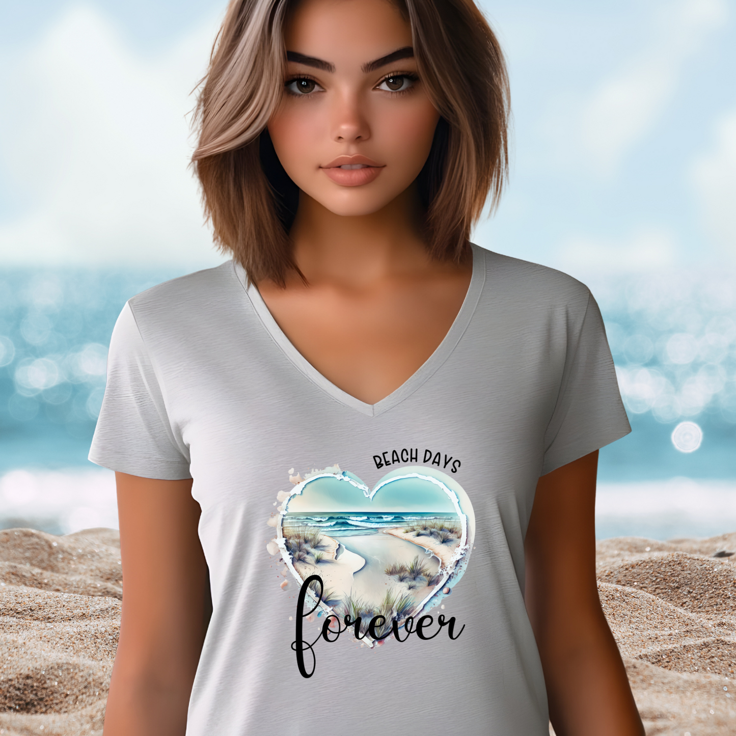 Beach Days Forever V-Neck Tee