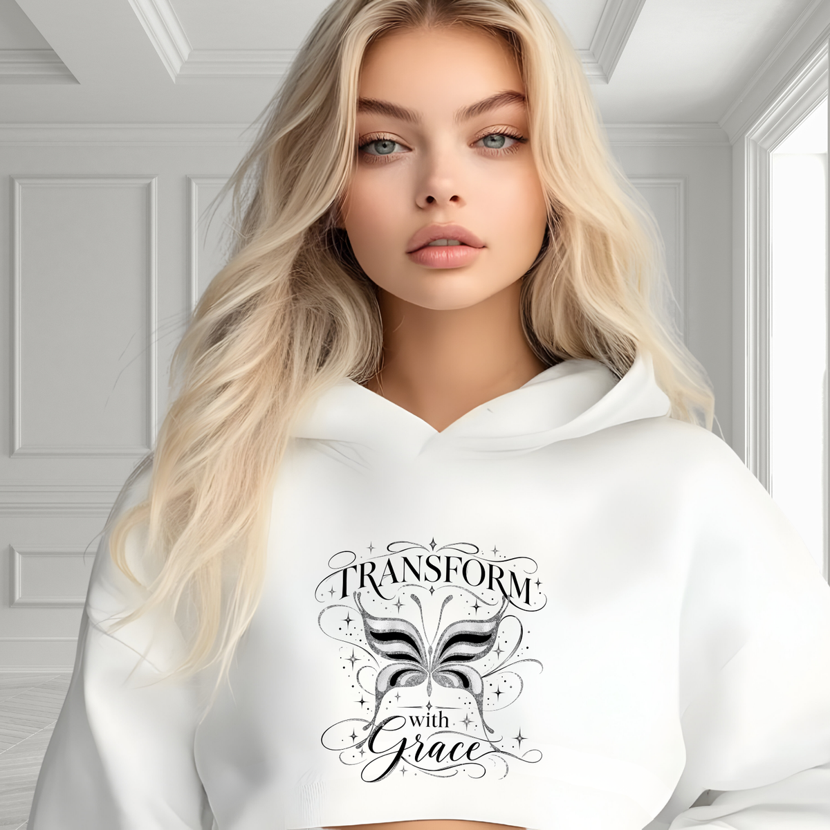 Transform With Grace Crop Hoodie