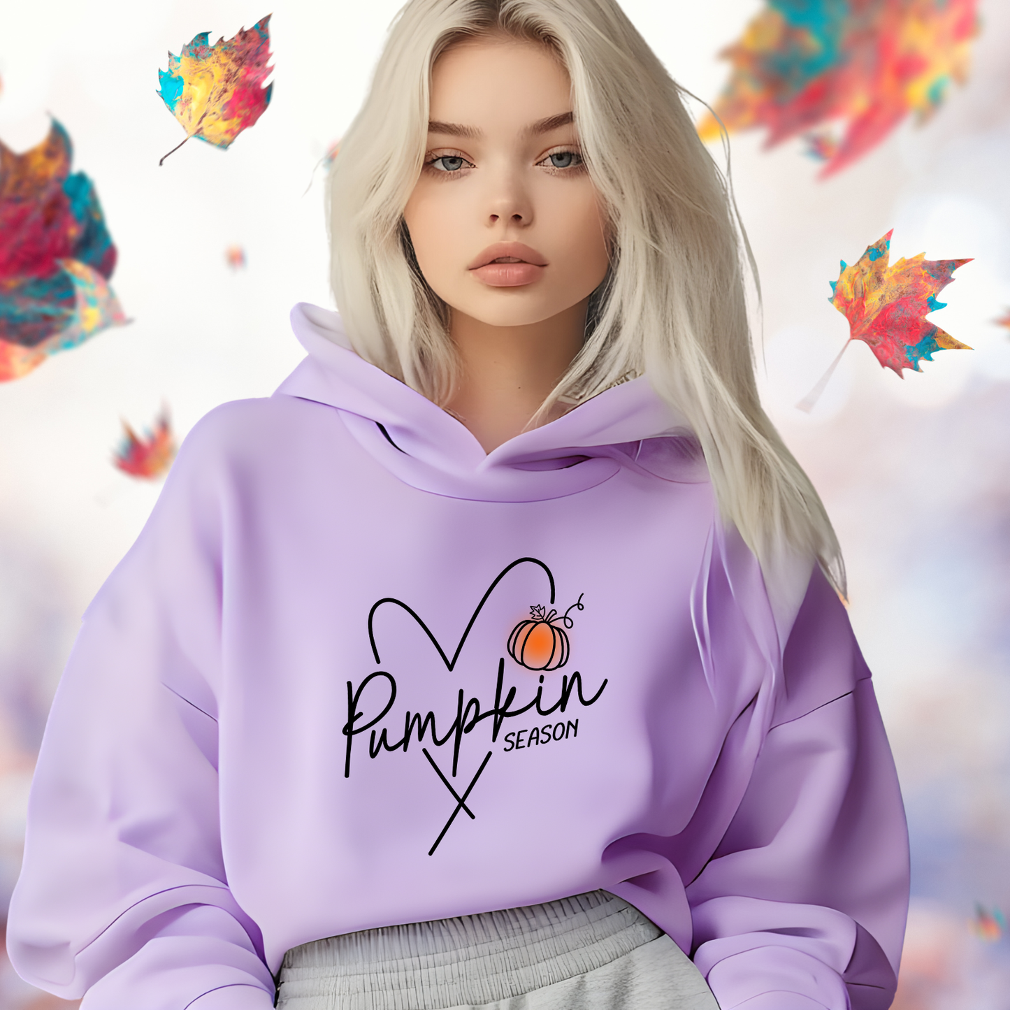 Pumpkin Season Heart Cropped Hoodie