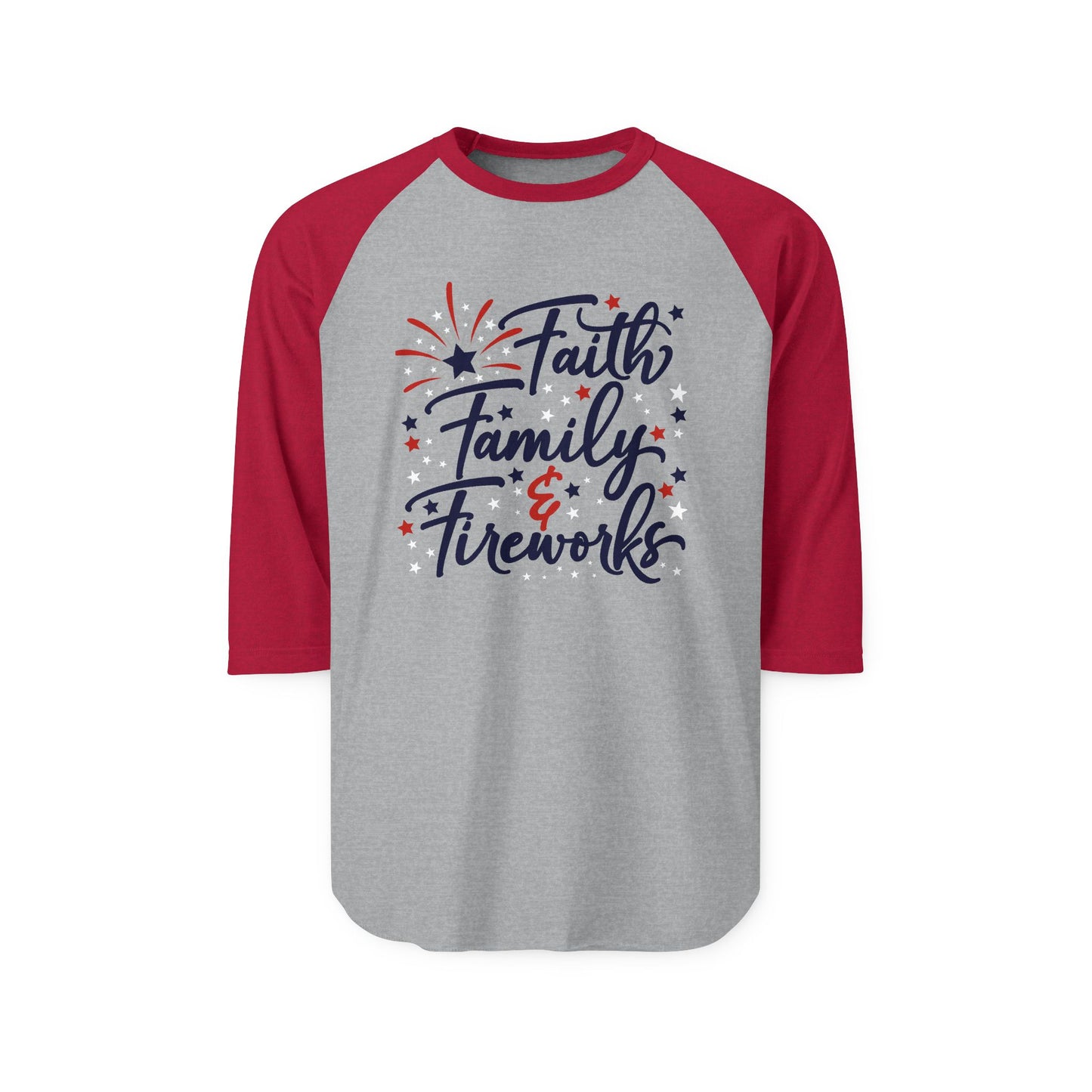 Faith Family Fireworks Baseball Tee