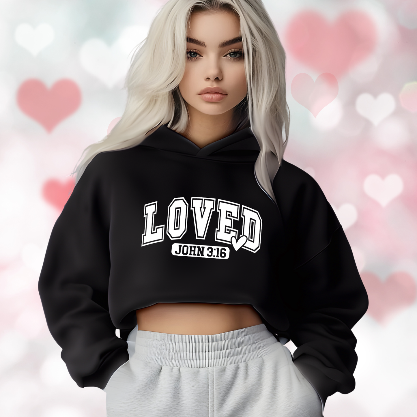 Loved John 3:16 Crop Hoodie