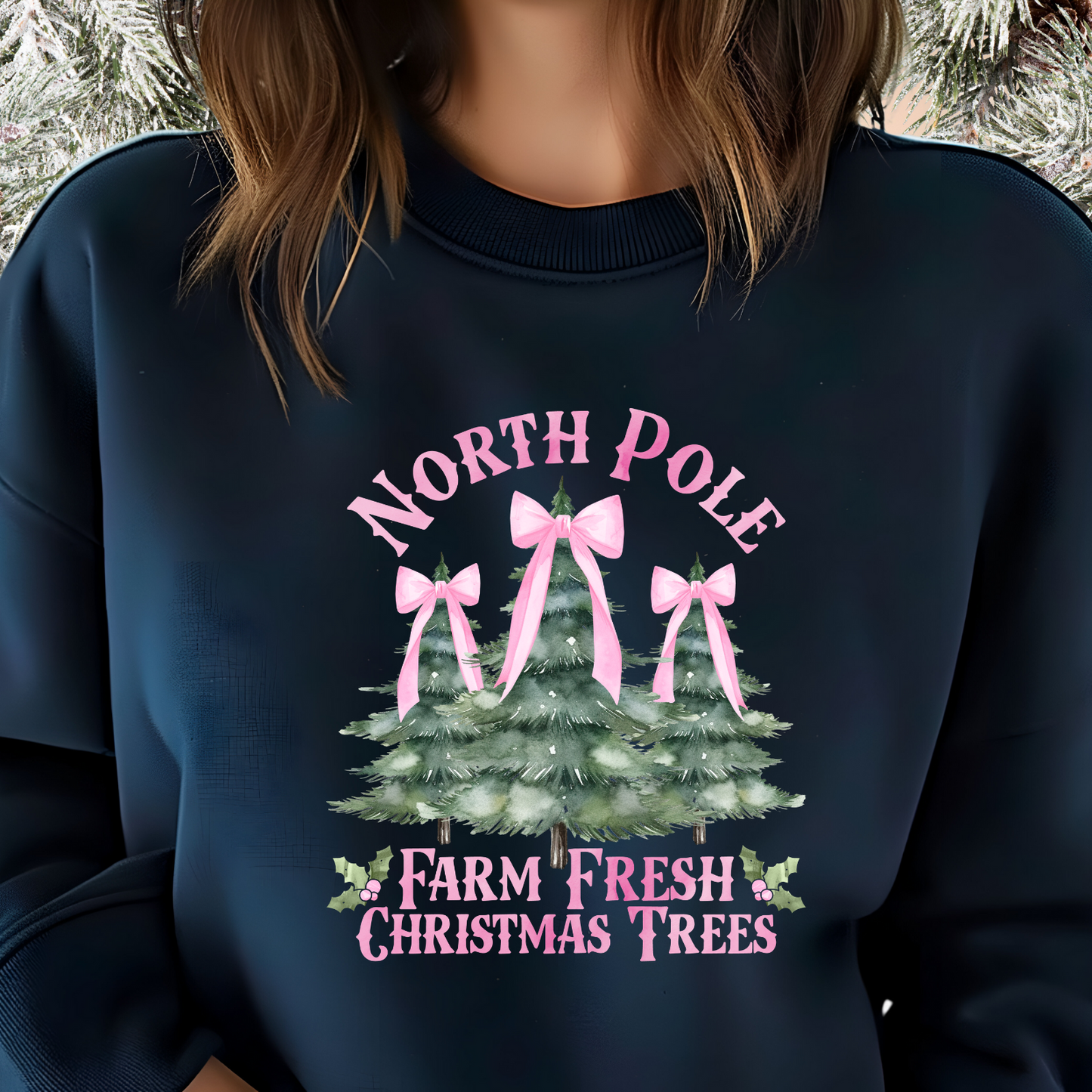 North Pole Christmas Trees Crewneck Sweatshirt