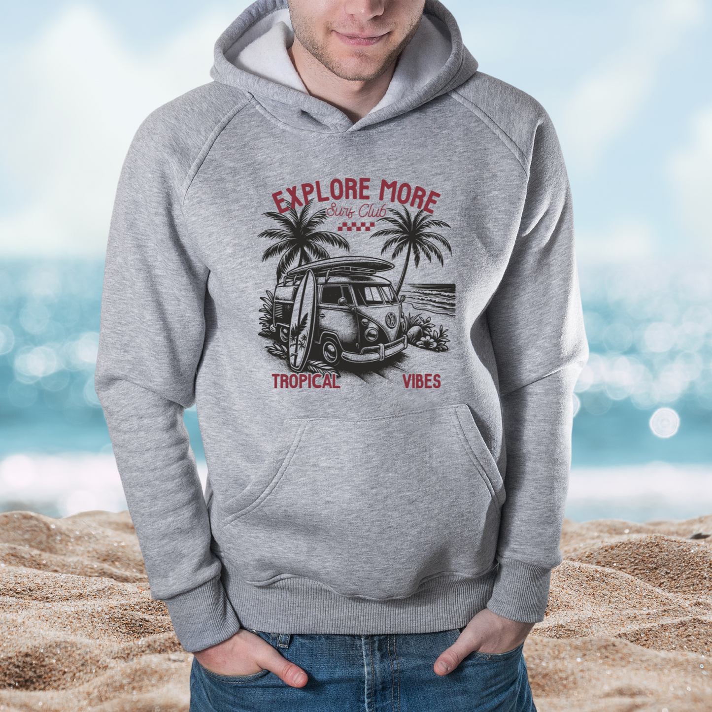 Retro Explore More Surf Club Pullover Hoodie