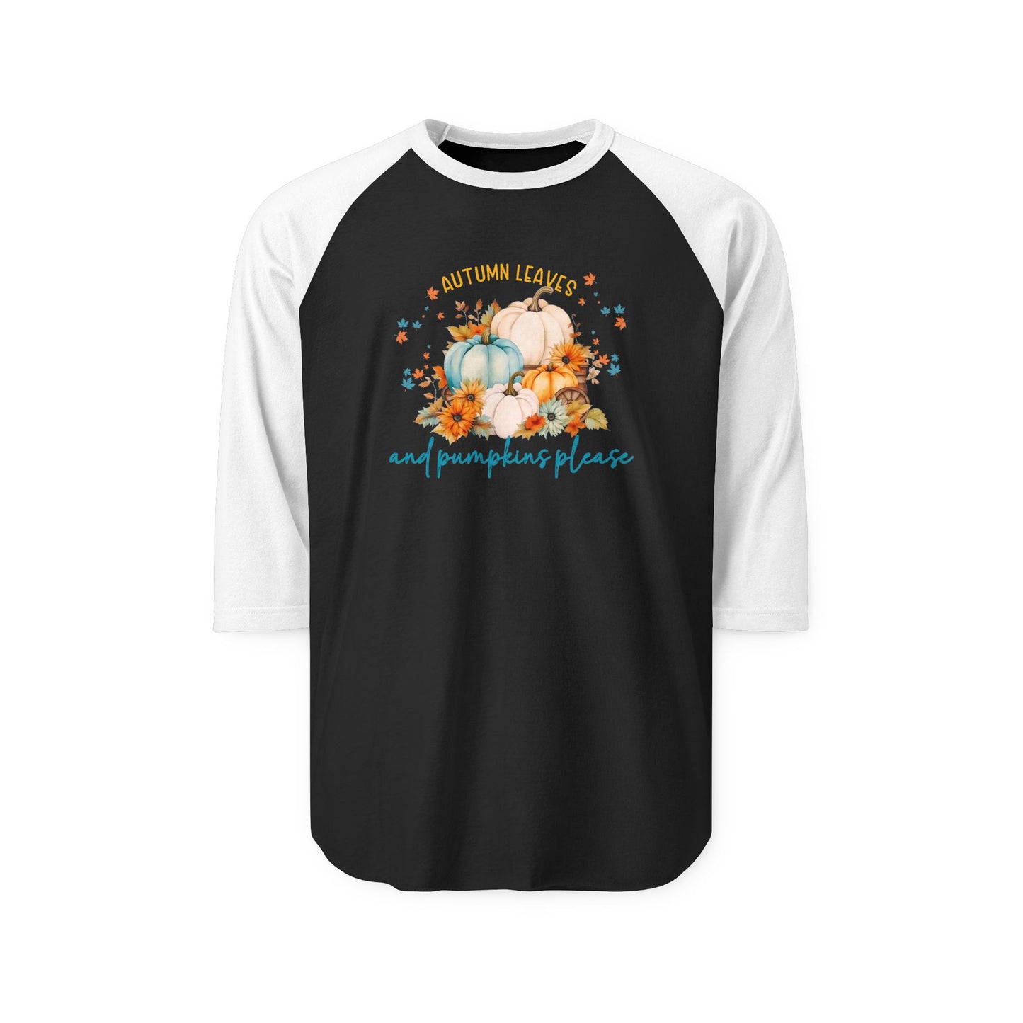Autumn Leaves & Pumpkins Please Baseball Tee