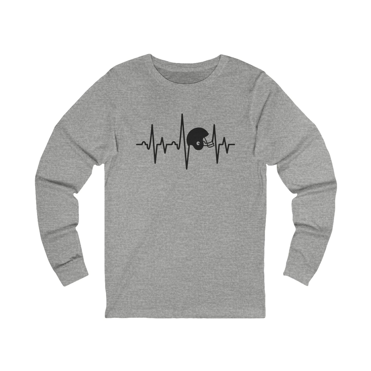 Football Helmet Heartbeat Long Sleeve Tee