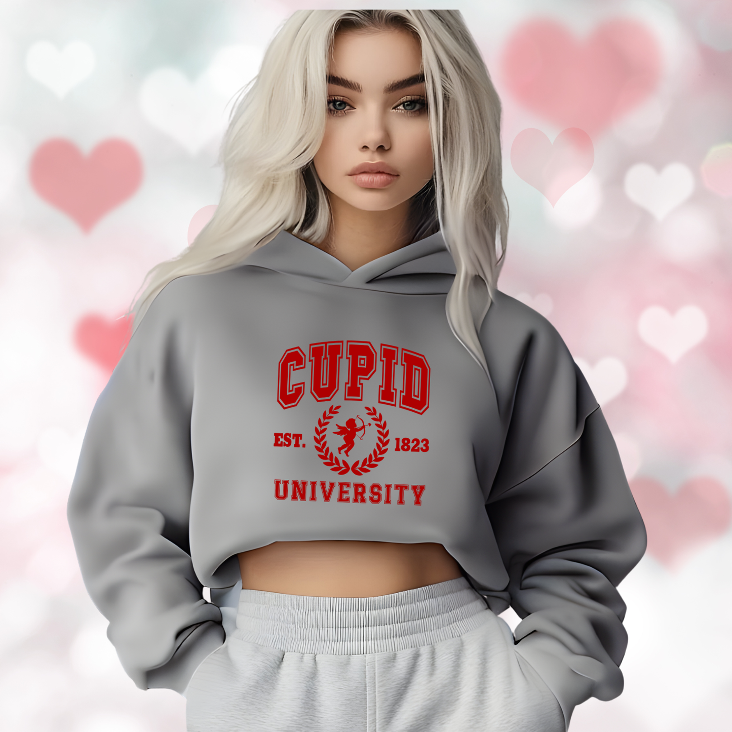Cupid University Crop Hoodie