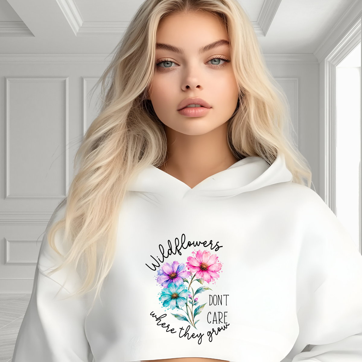 Wildflowers Don’t Care Where They Grow Crop Hoodie