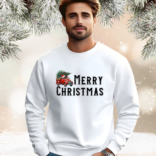 Merry Christmas Vintage Truck Crewneck Sweatshirt