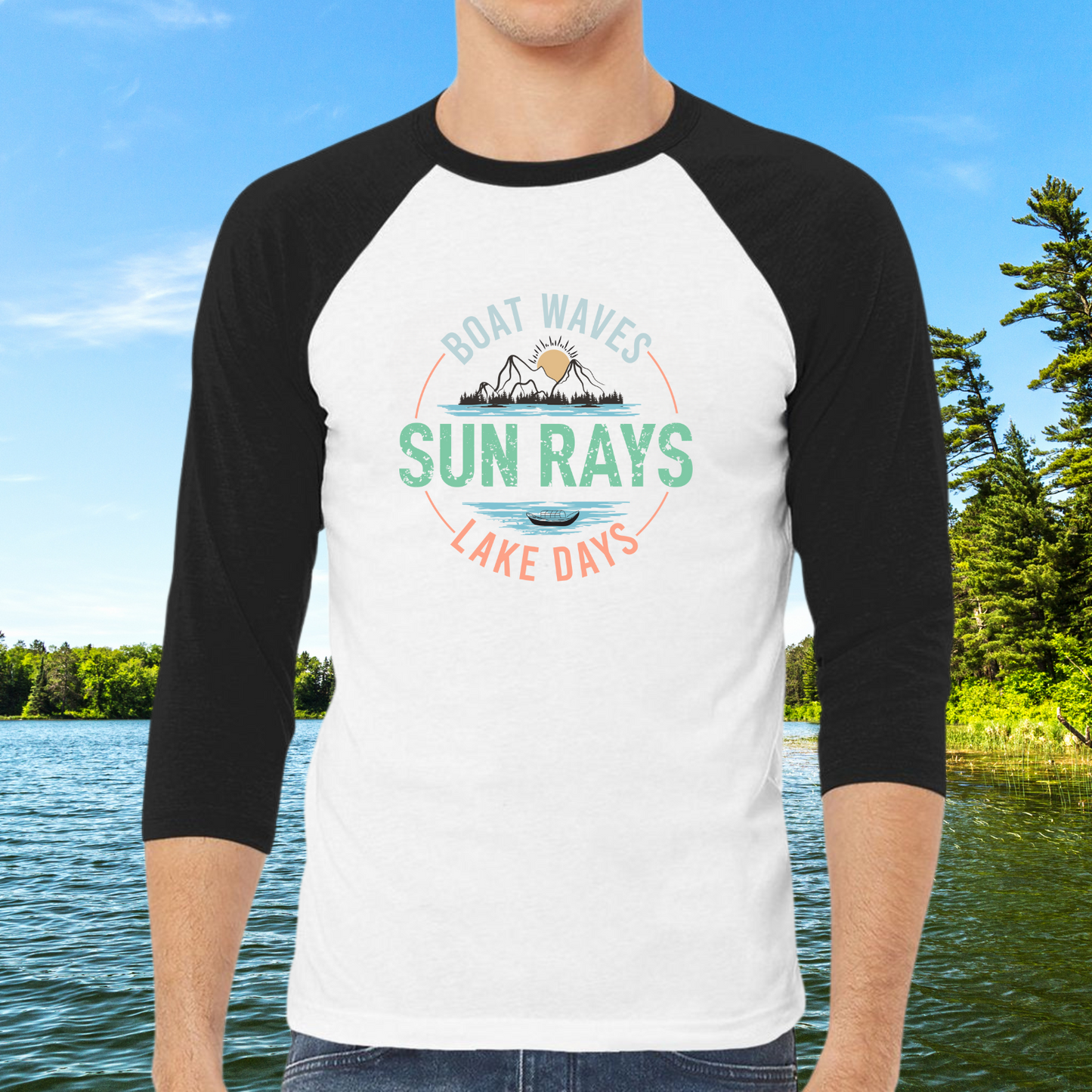 Boat Waves Lake Days Baseball Tee