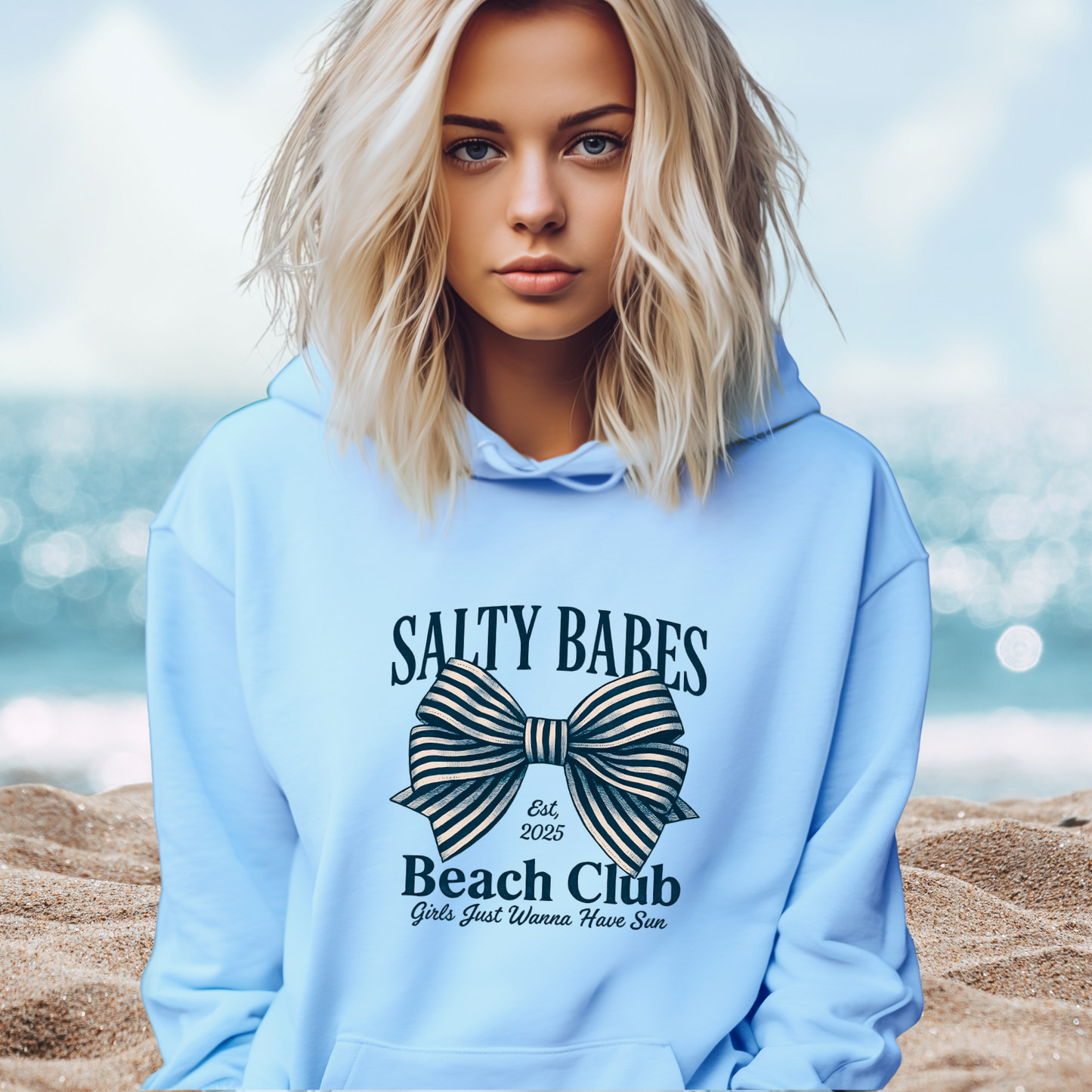 Salty Babes Beach Club Pullover Hoodie