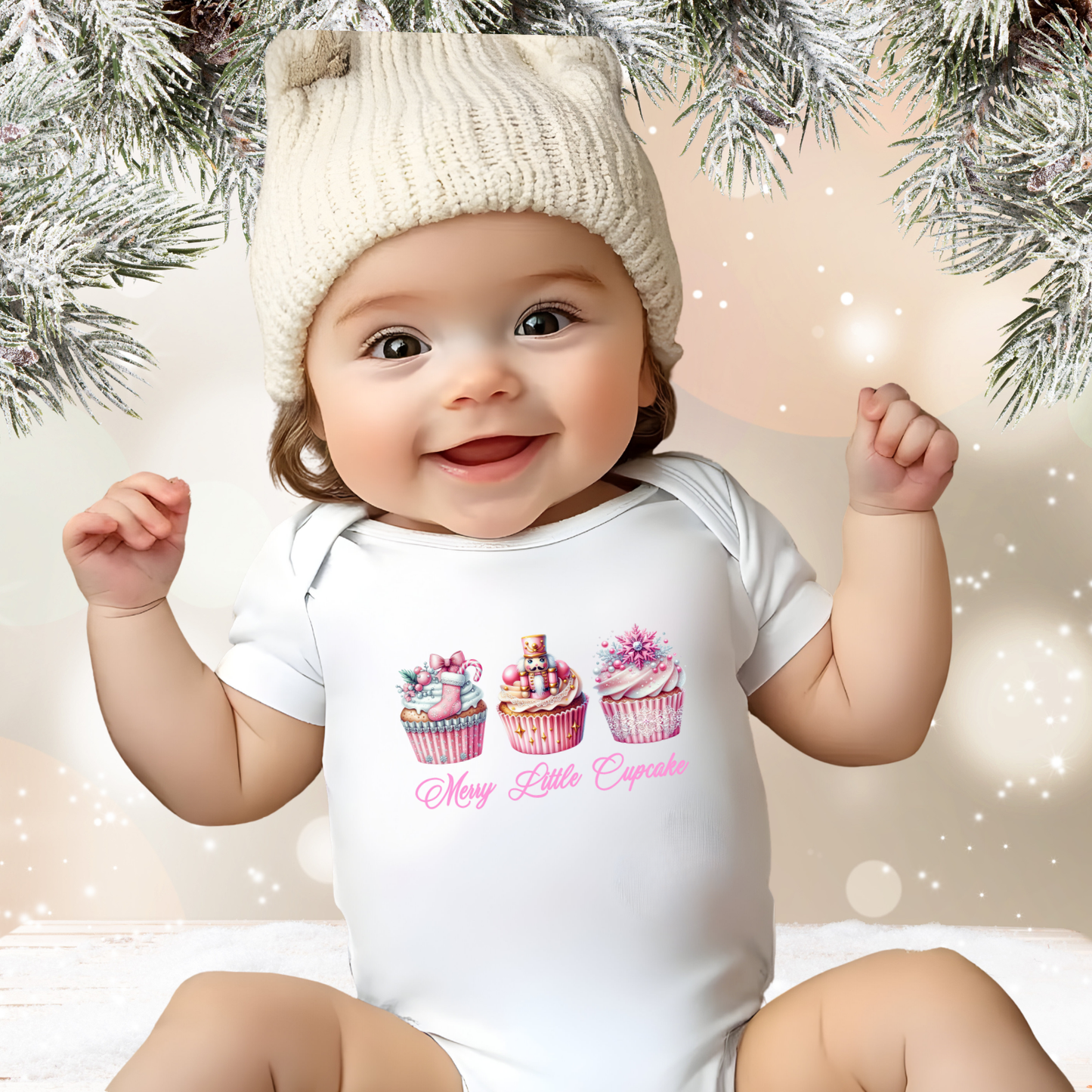 Merry Little Cupcake Infant Short Sleeve Onesie