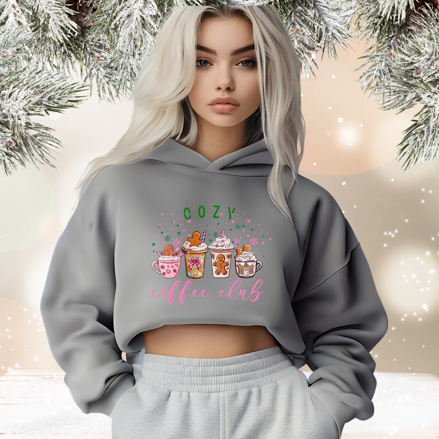 Cozy Coffee Club Crop Hoodie