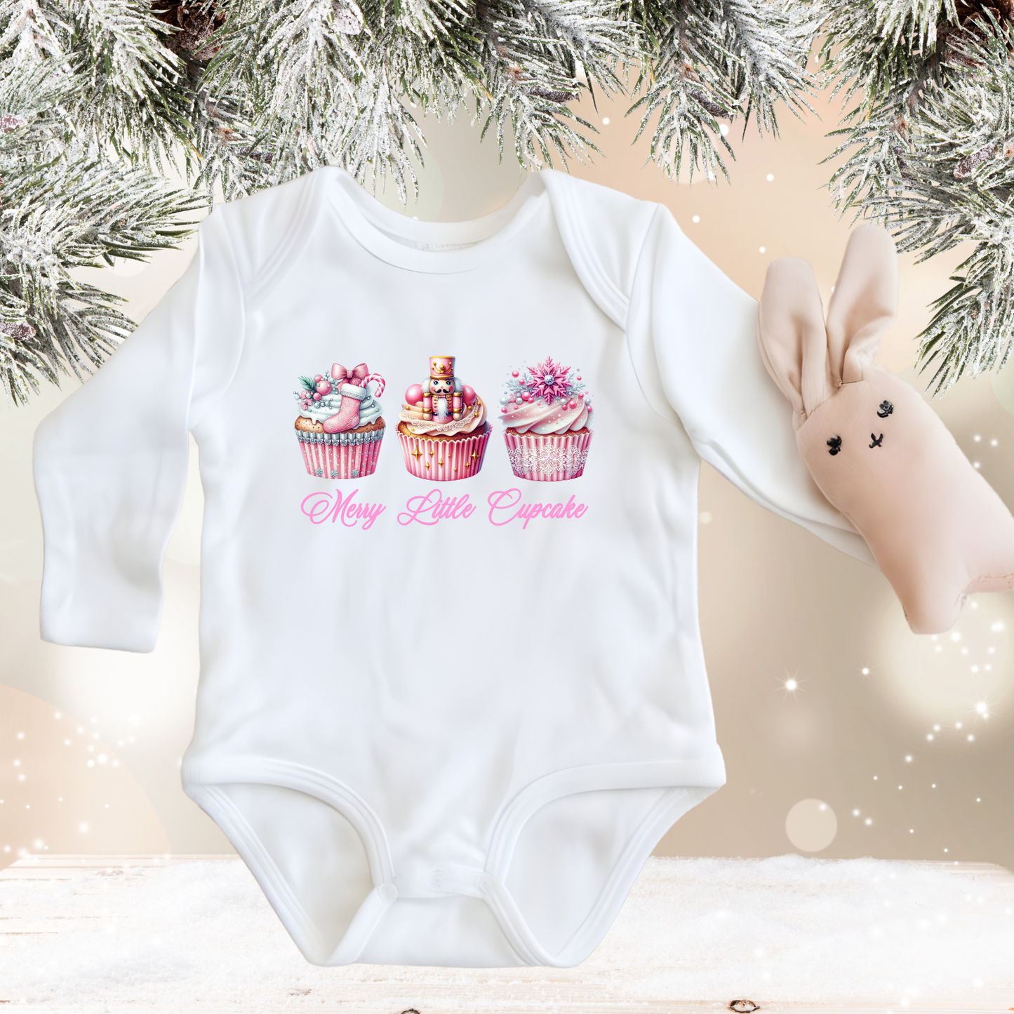 Merry Little Cupcake Infant Long Sleeve Onesie