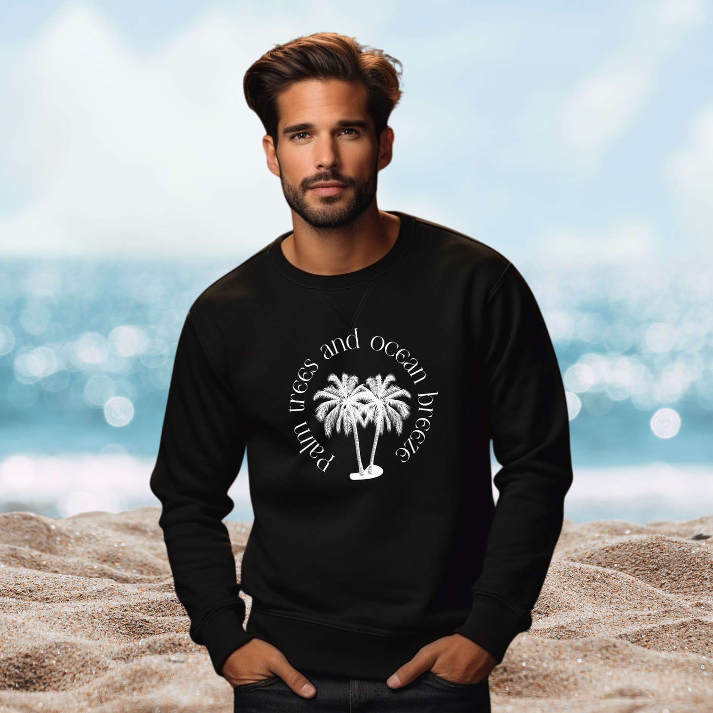 Palm Trees And Ocean Breeze Crewneck Sweatshirt