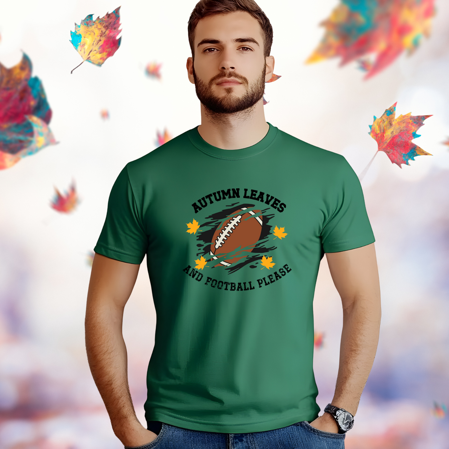 Autumn Leaves And Football Please T-Shirt