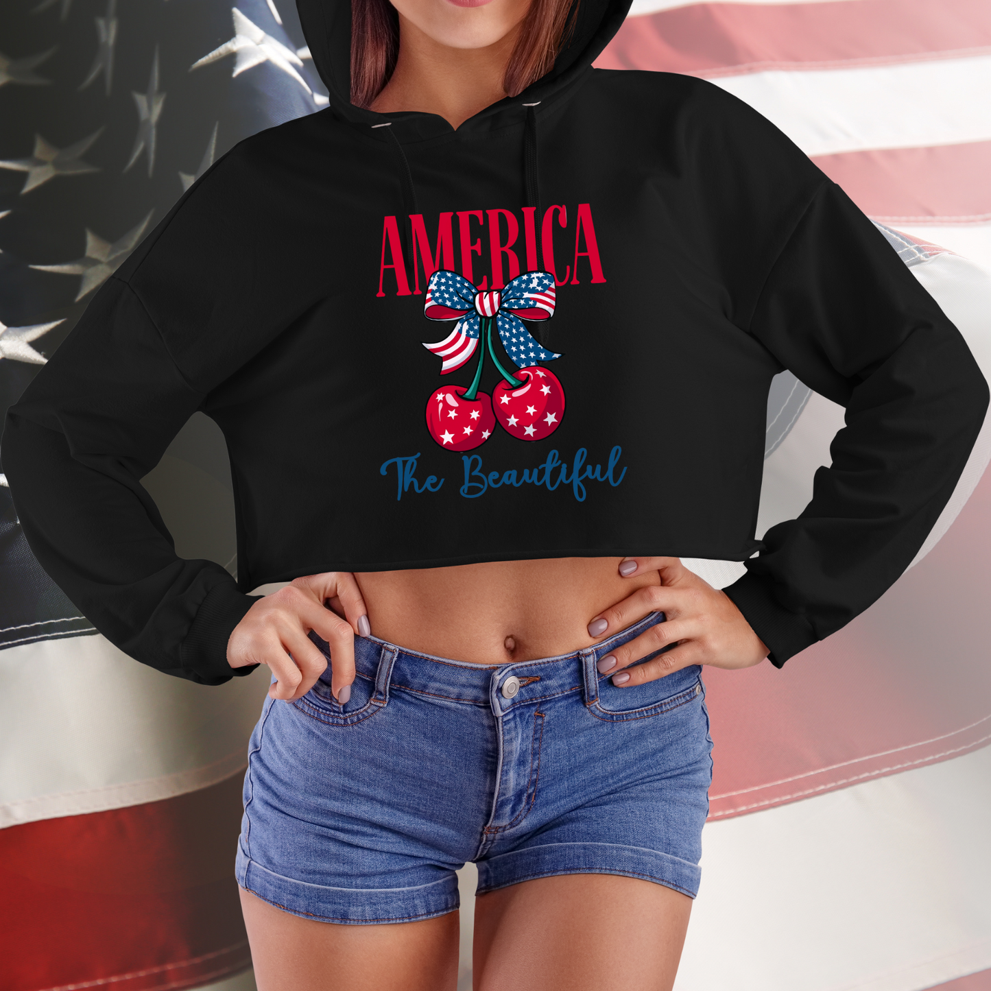 America The Beautiful Crop Hoodie