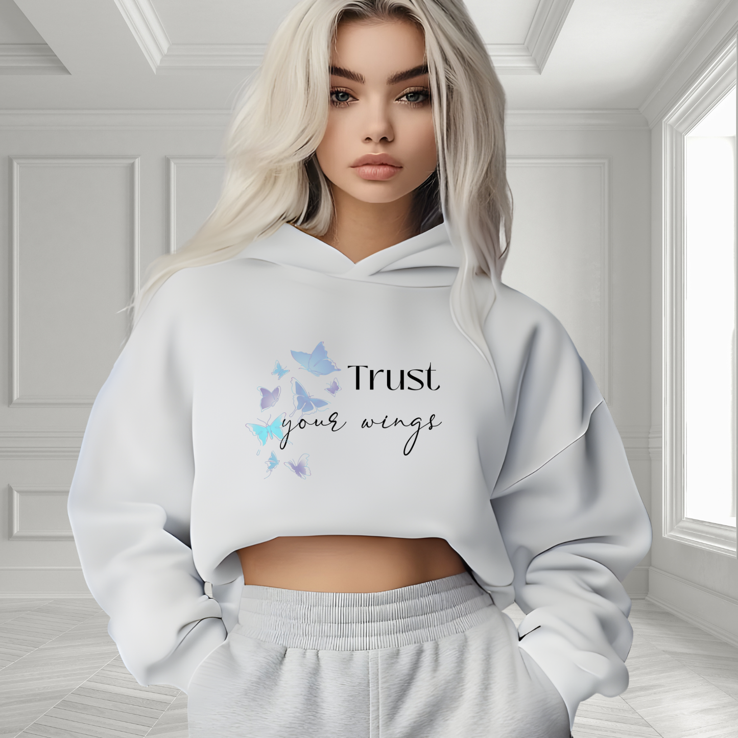 Trust Your Wings Crop Hoodie
