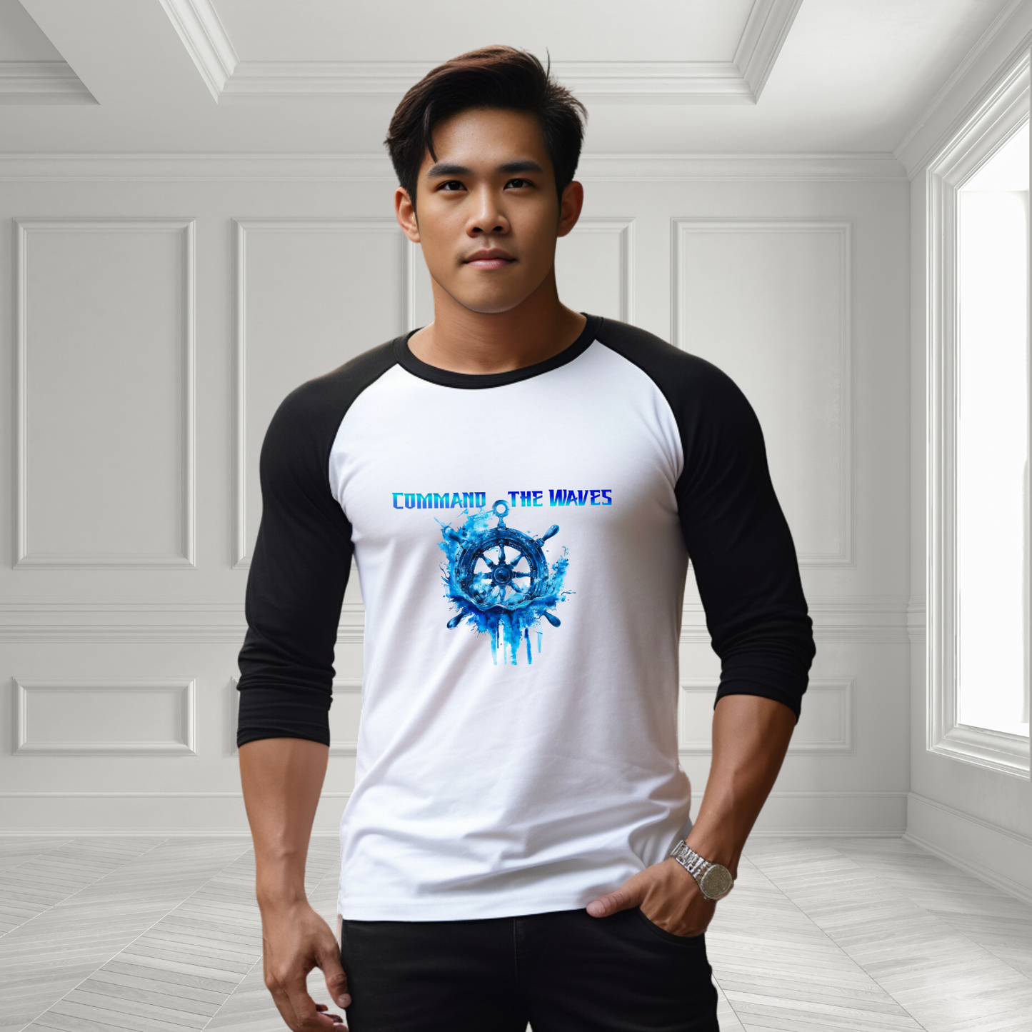 Command The Waves Baseball Tee