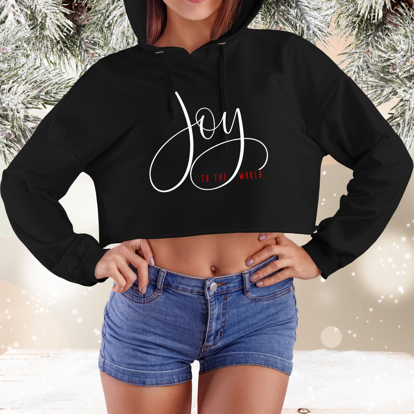 Joy To The World Crop Hoodie
