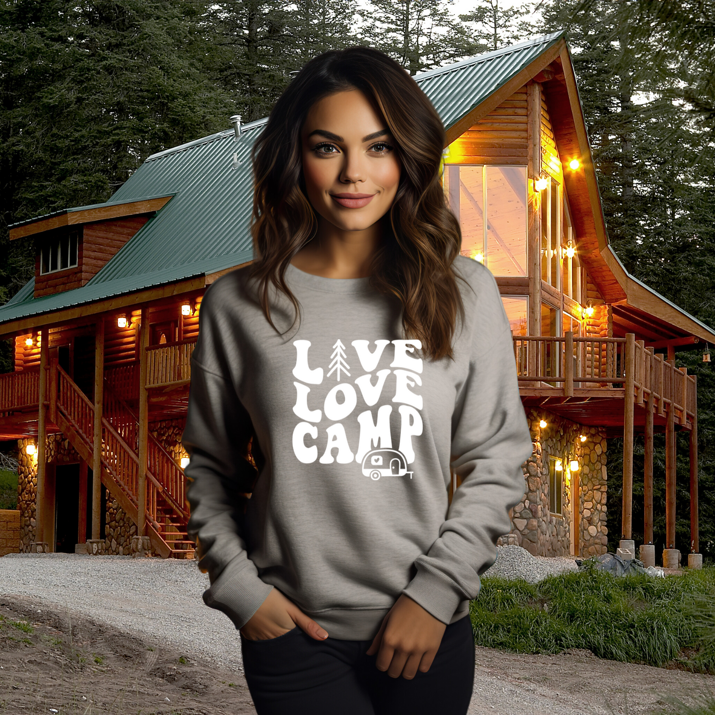 Retro Live Love Camp Crewneck Sweatshirt