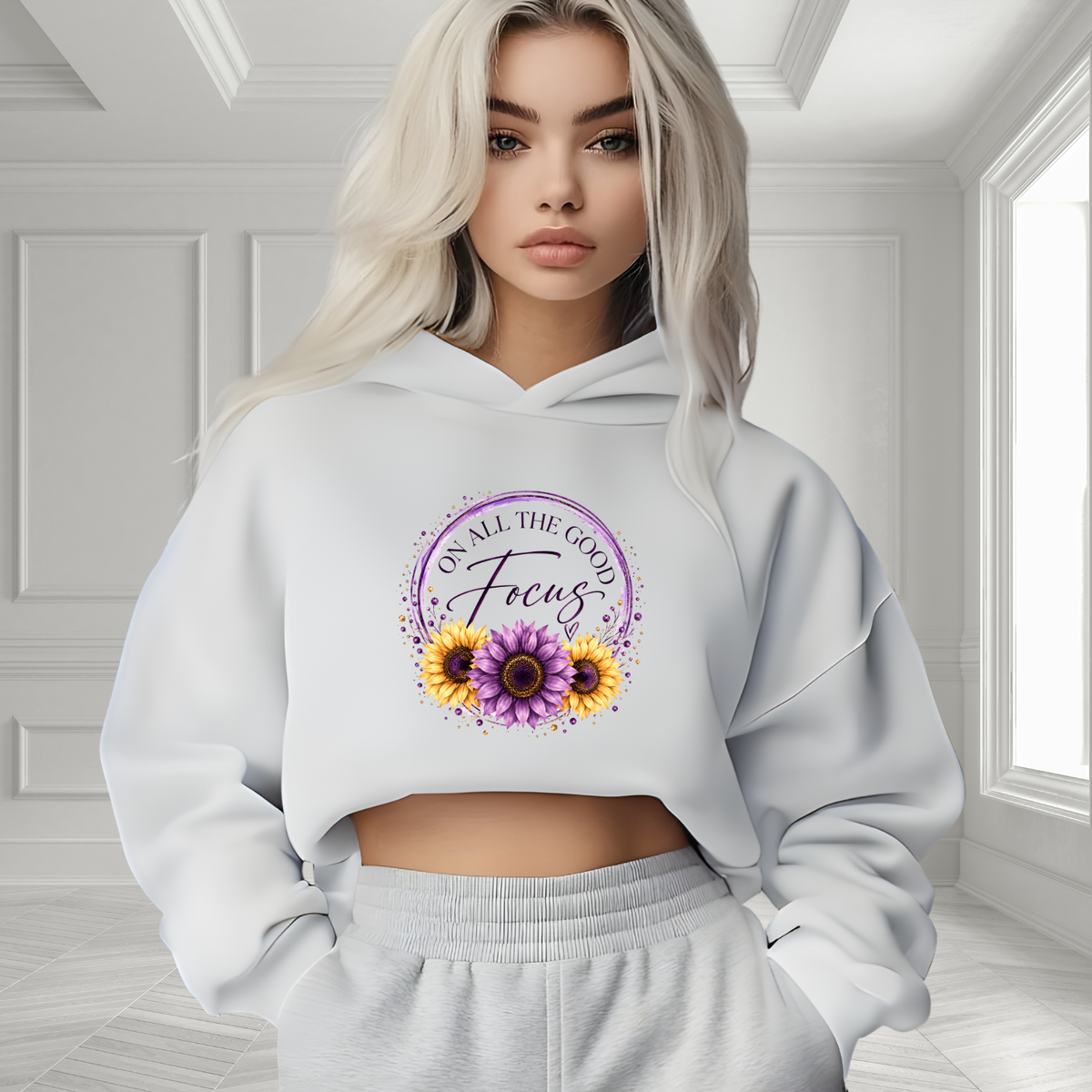 Focus On All The Good Crop Hoodie