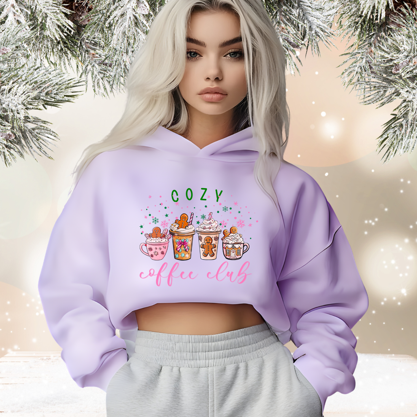 Cozy Coffee Club Crop Hoodie