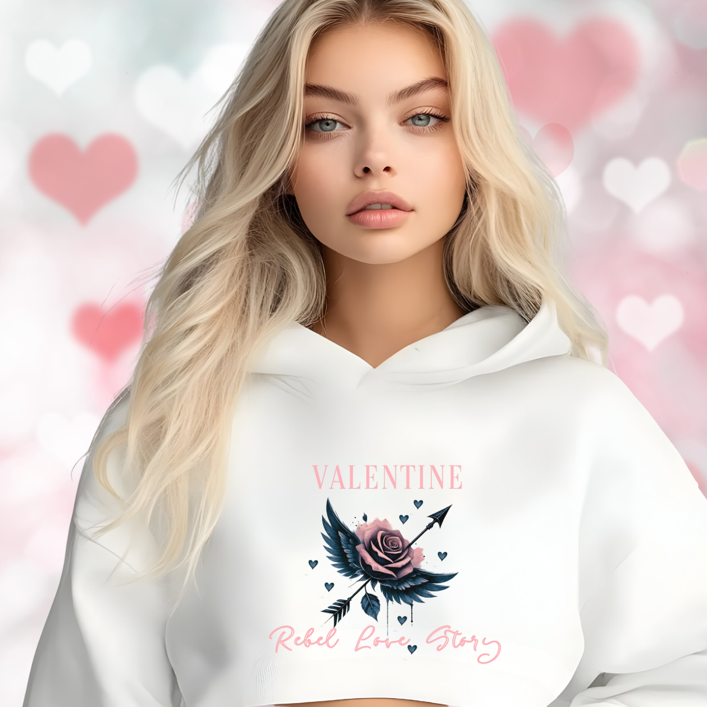 Valentine Rebel Love Crop Hoodie