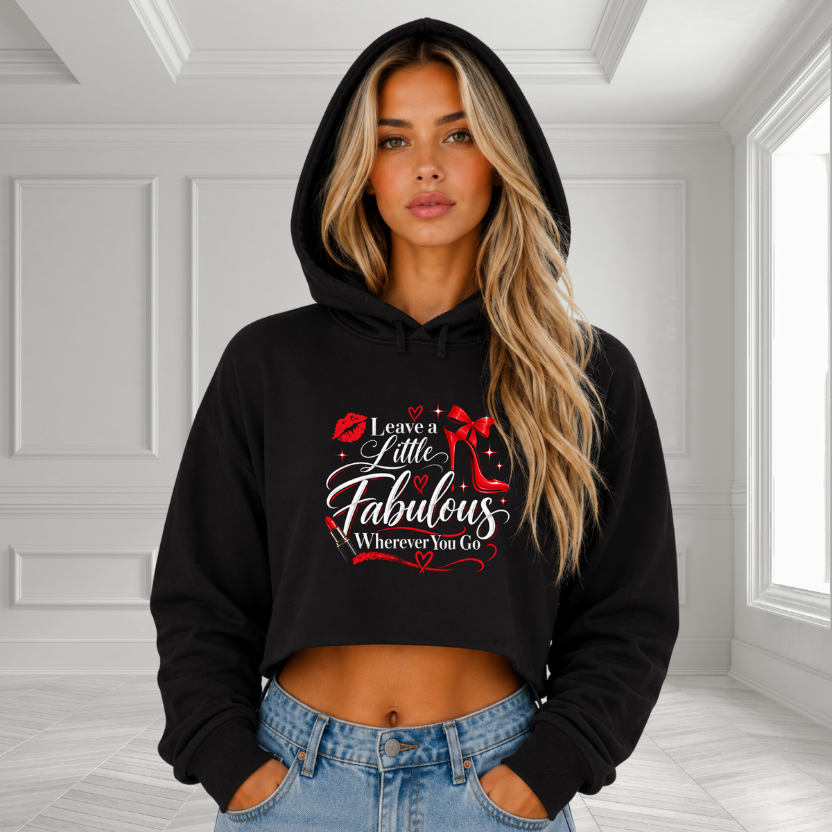 Leave A Little Fabulous Wherever You Go Crop Hoodie