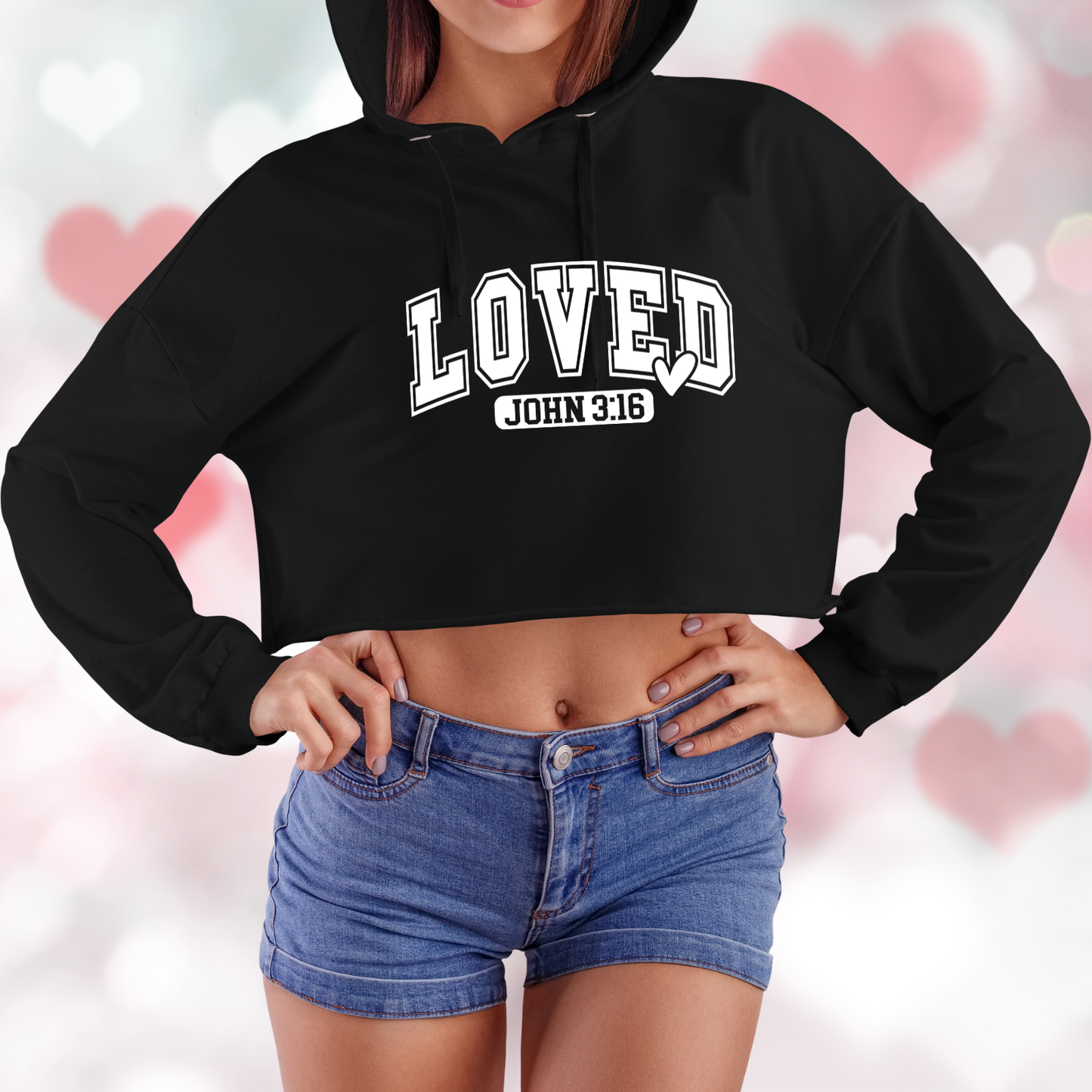 Loved John 3:16 Crop Hoodie