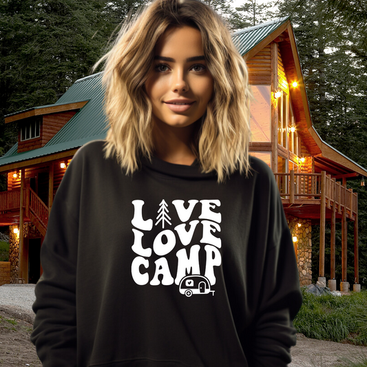 Retro Live Love Camp Crewneck Sweatshirt