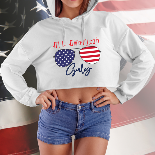 All American Girly Crop Hoodie