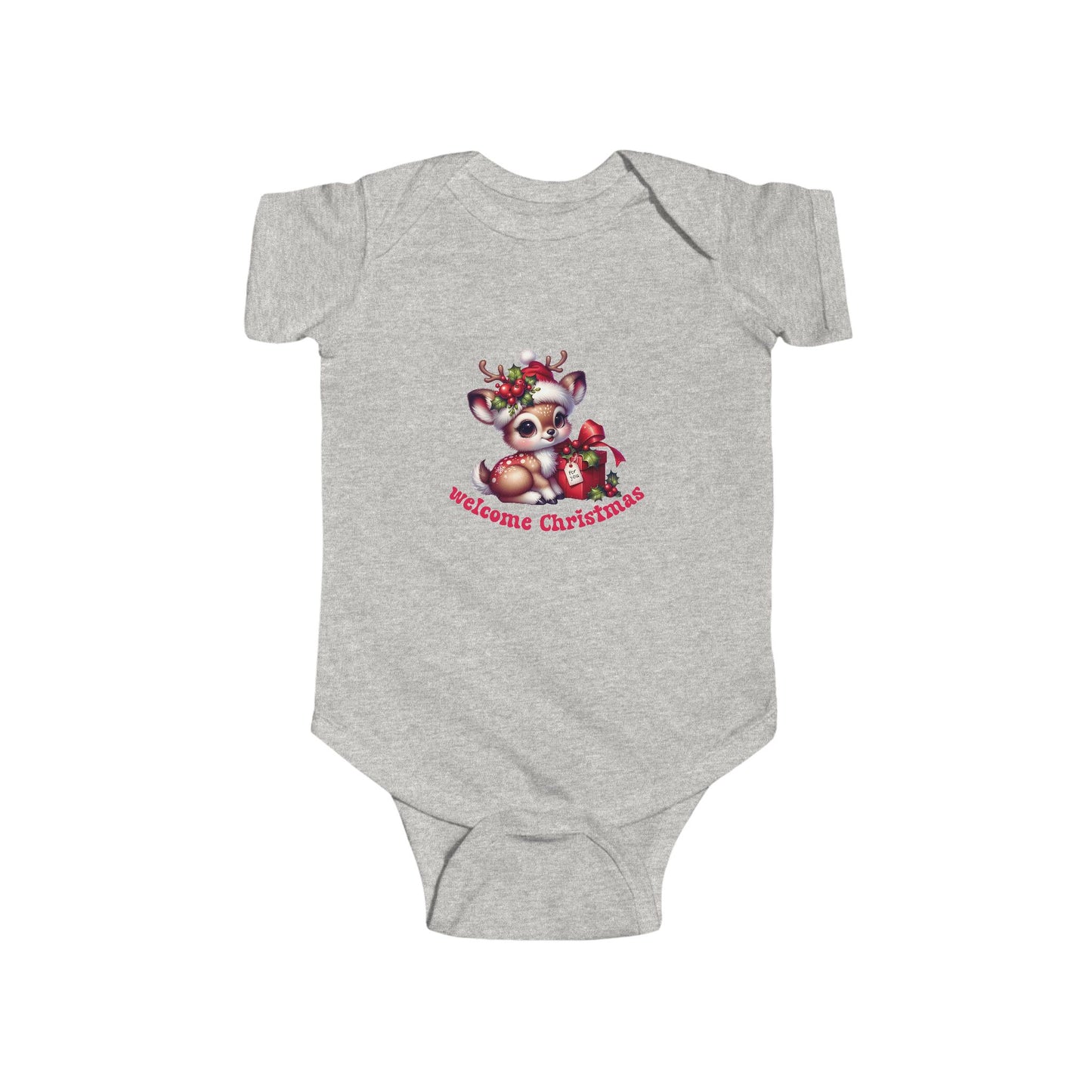 Welcome Christmas Infant Short Sleeve Onesie