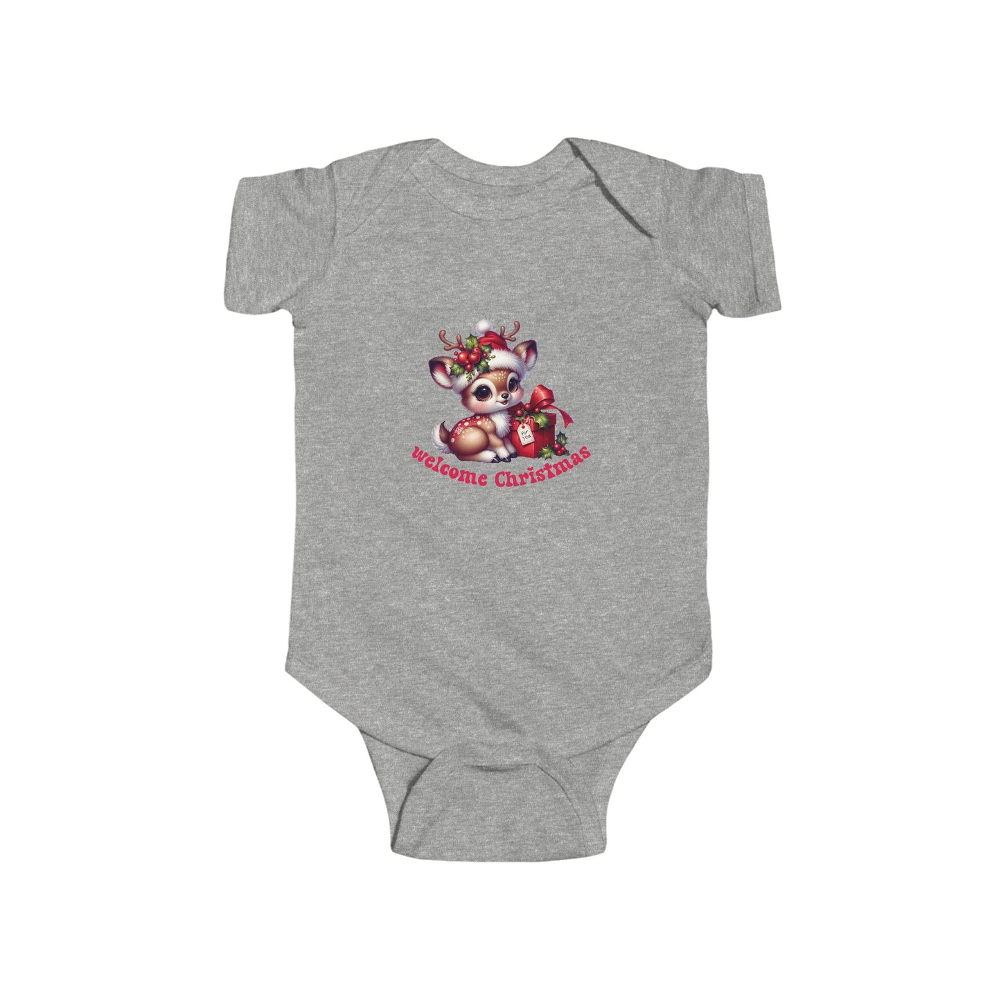 Welcome Christmas Infant Short Sleeve Onesie