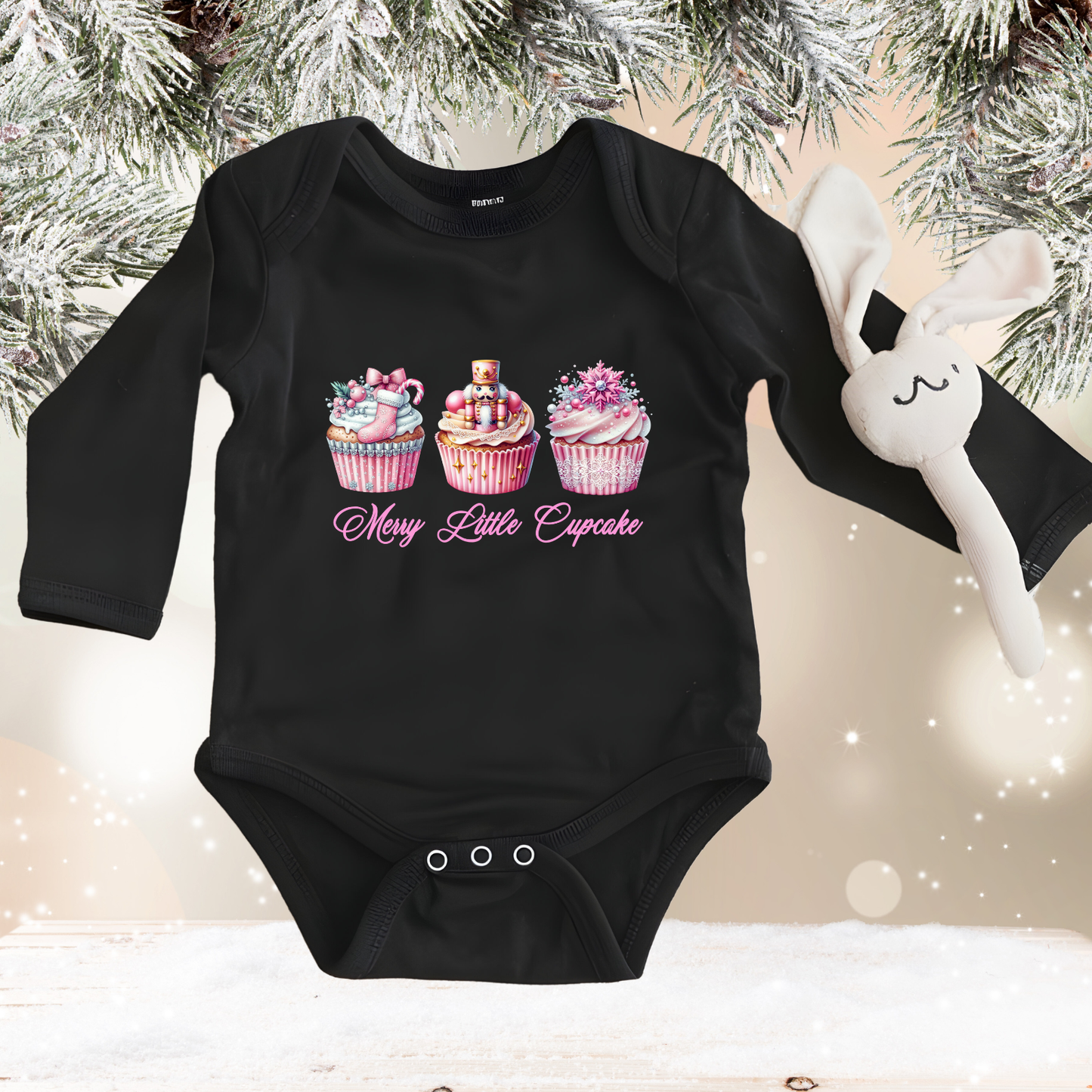 Merry Little Cupcake Infant Long Sleeve Onesie