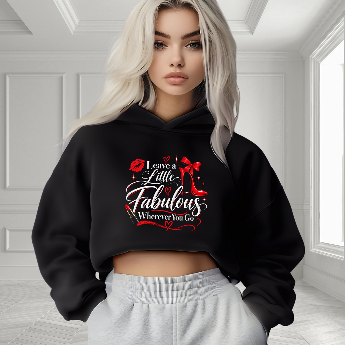 Leave A Little Fabulous Wherever You Go Crop Hoodie