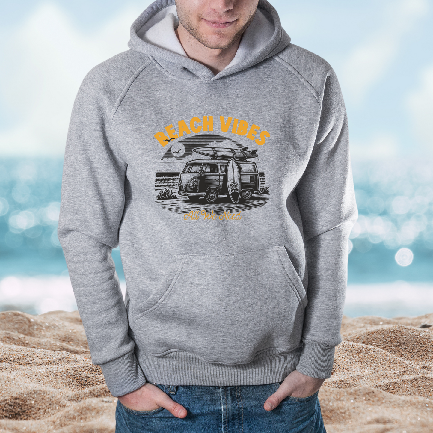 Retro Beach Vibes Pullover Hoodie