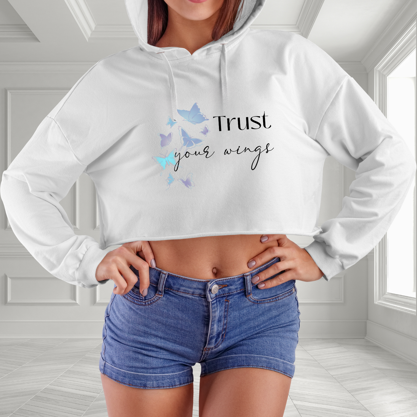 Trust Your Wings Crop Hoodie