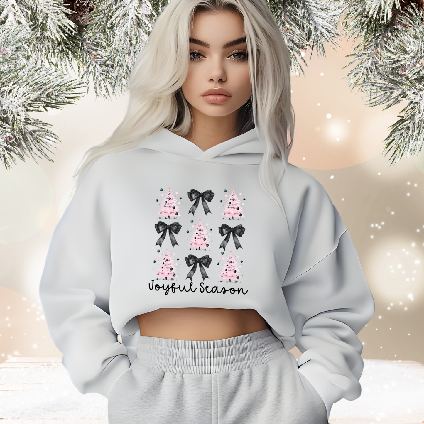 Joyful Season Crop Hoodie