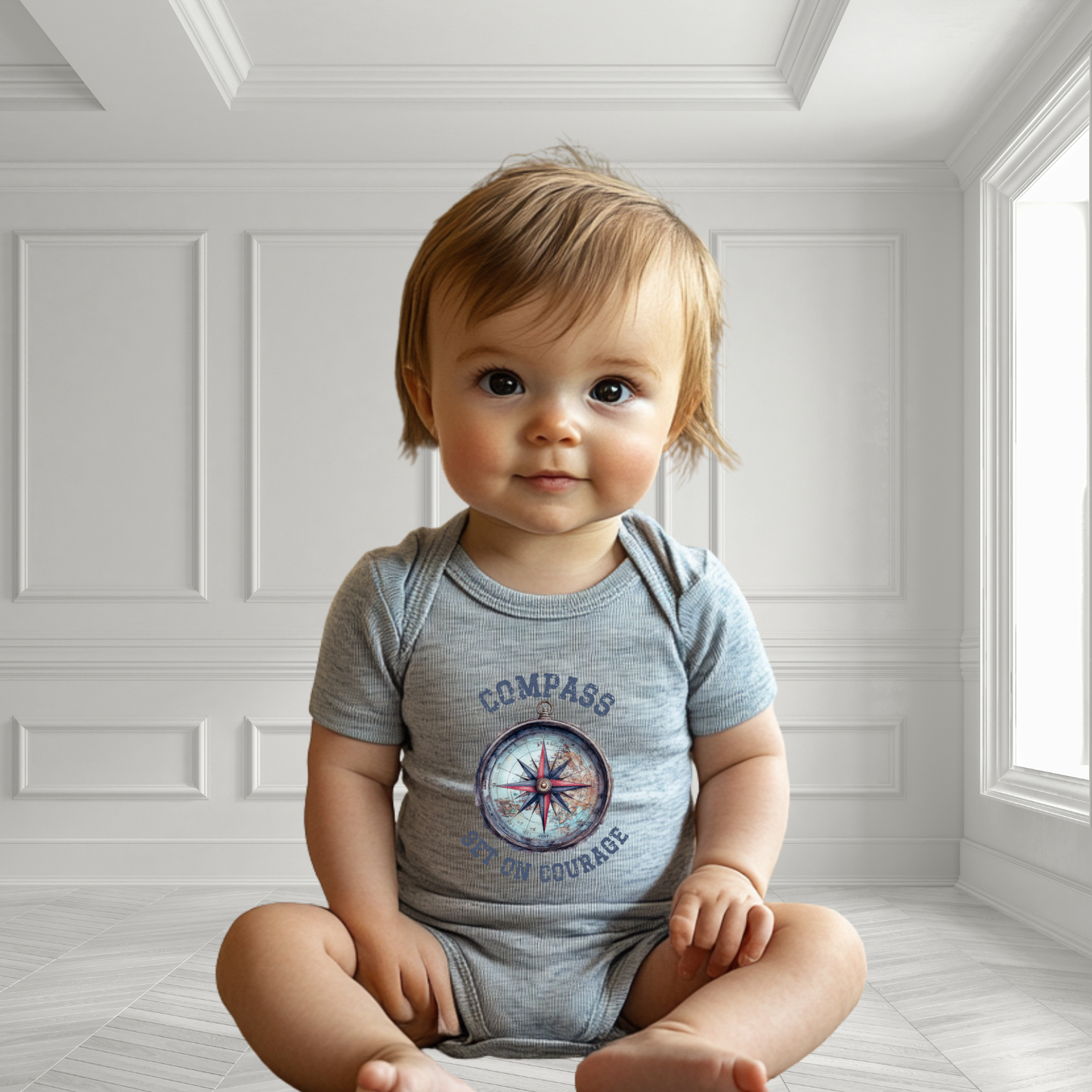 Compass Set On Courage Infant Short Sleeve Onesie