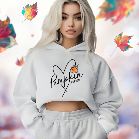 Pumpkin Season Heart Cropped Hoodie