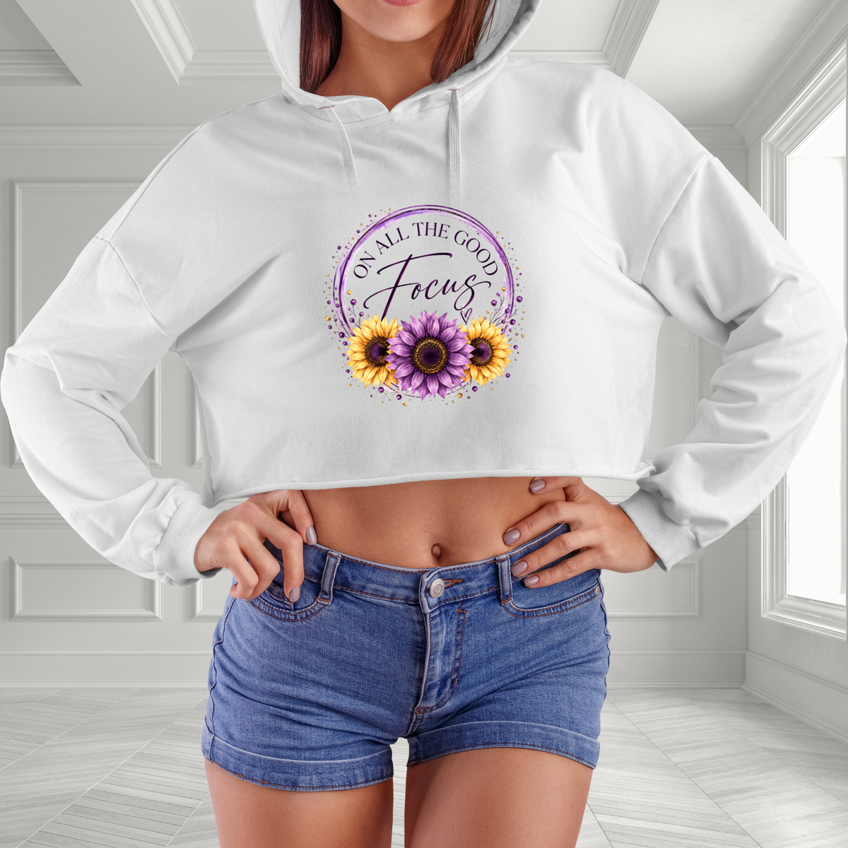 Focus On All The Good Crop Hoodie