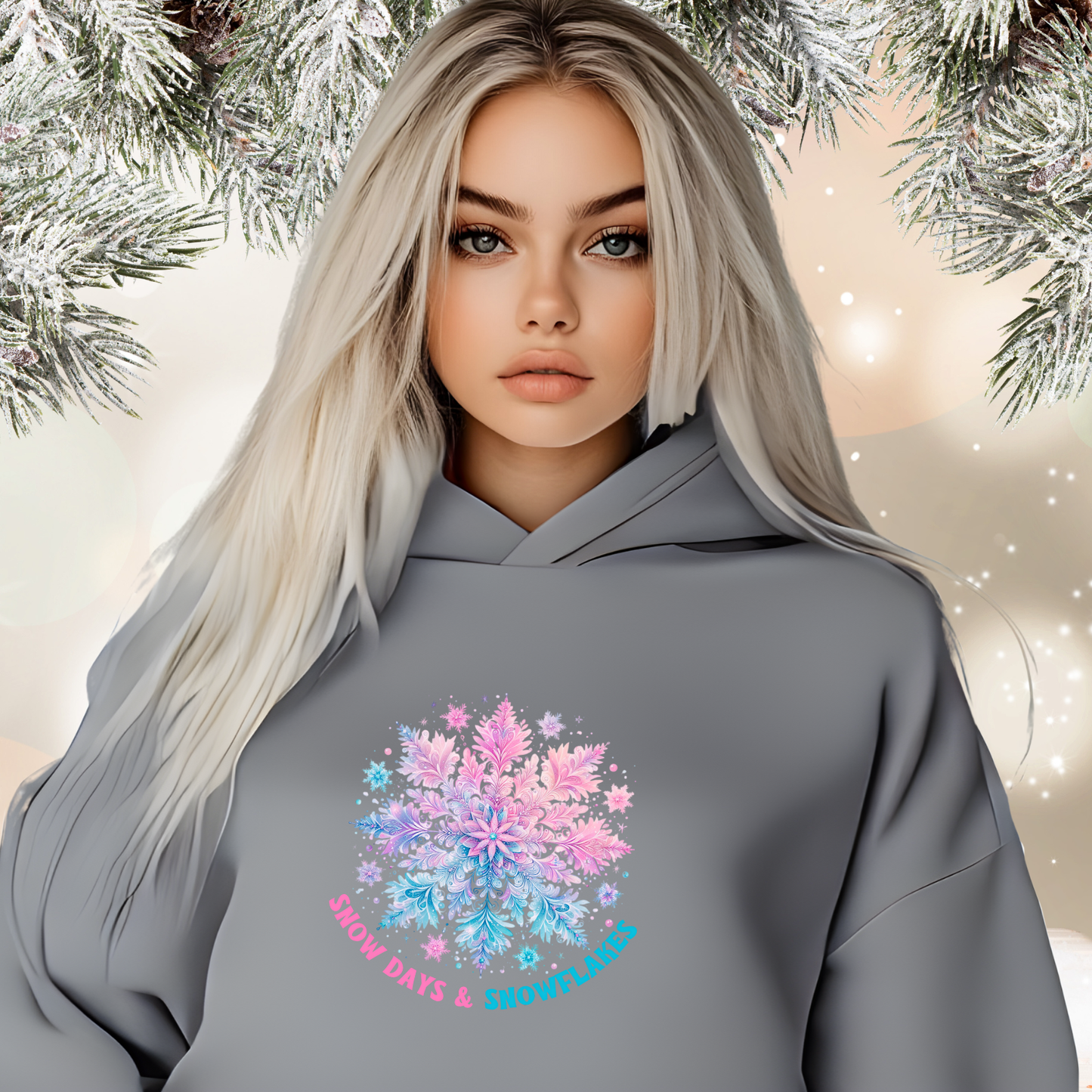 Snow Days & Snowflakes Crop Hoodie